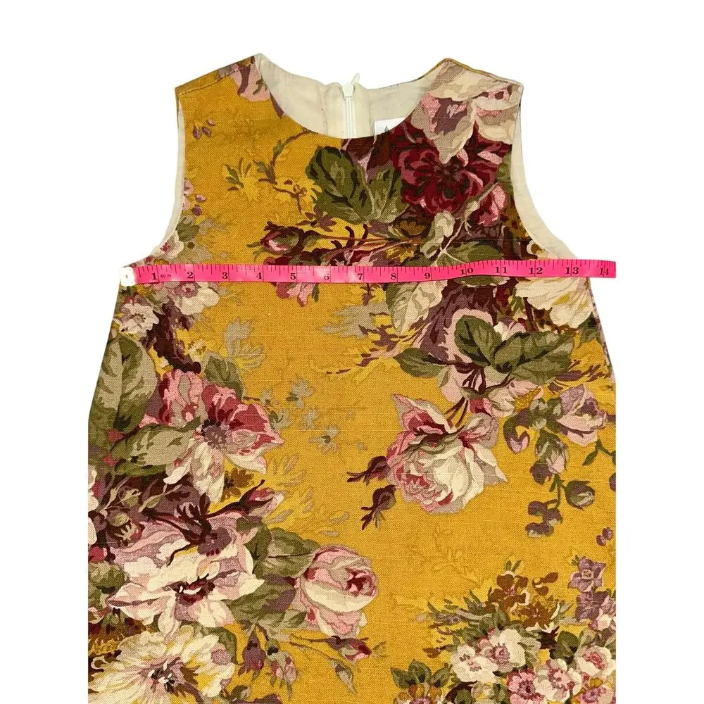 Trish Scully Girls Golden Yellow Vintage Floral Cotton Sleeveless Dress Size 6X